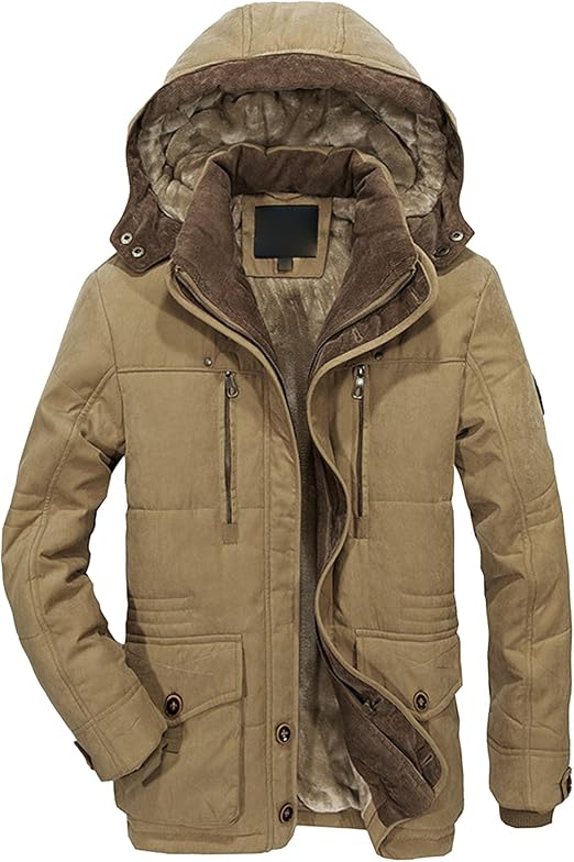 Abrigo largo de algodón con capucha para hombre