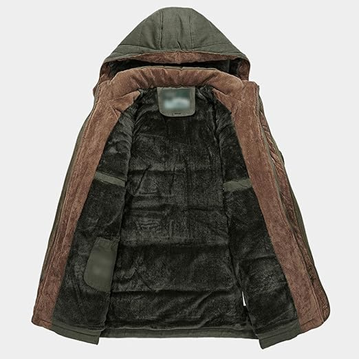 Abrigo largo de algodón con capucha para hombre