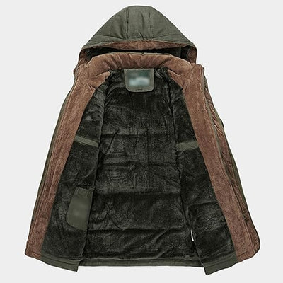 Abrigo largo de algodón con capucha para hombre