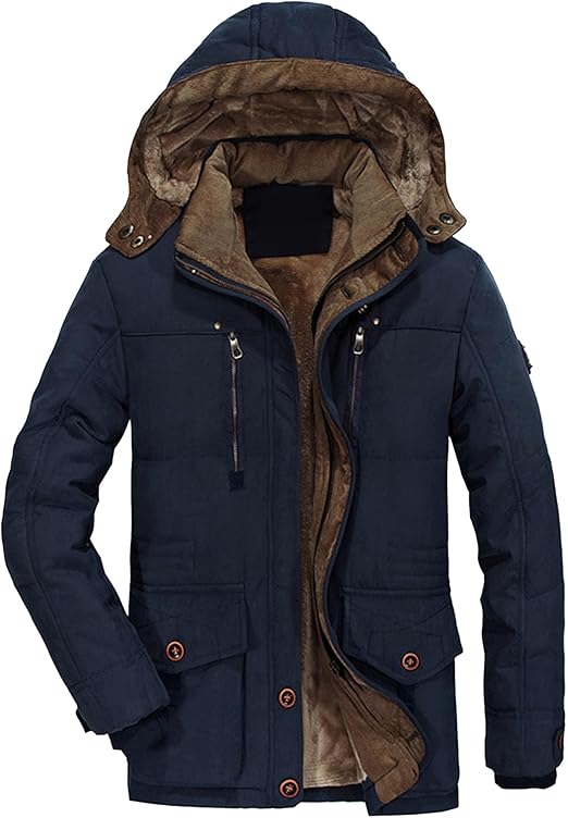 Abrigo largo de algodón con capucha para hombre