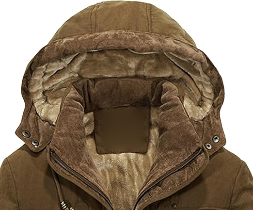 Abrigo largo de algodón con capucha para hombre