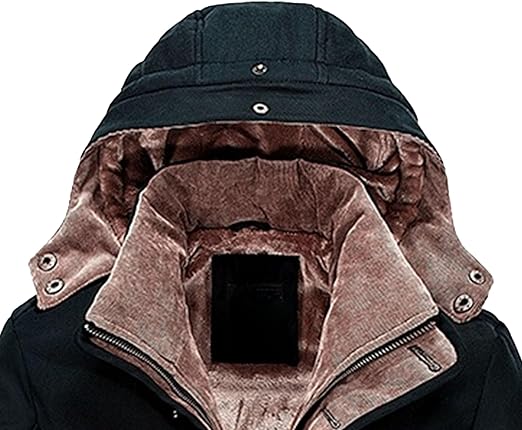 Abrigo largo de algodón con capucha para hombre