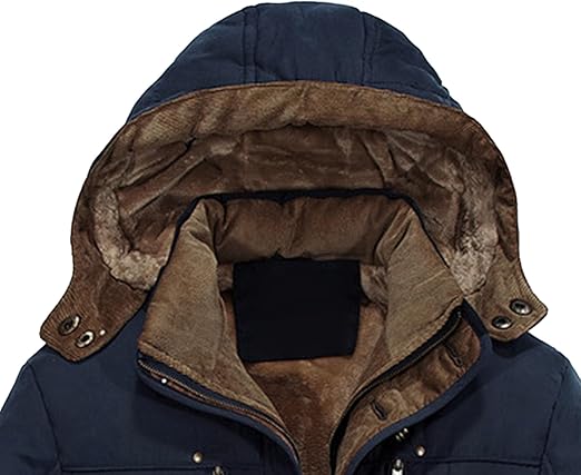 Abrigo largo de algodón con capucha para hombre