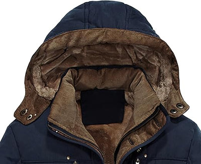 Abrigo largo de algodón con capucha para hombre