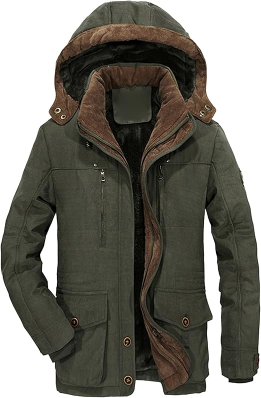 Abrigo largo de algodón con capucha para hombre